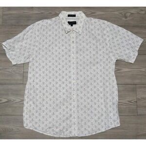 Michael Brandon Mens Size XL White Floral Print Short Sleeve Button Down